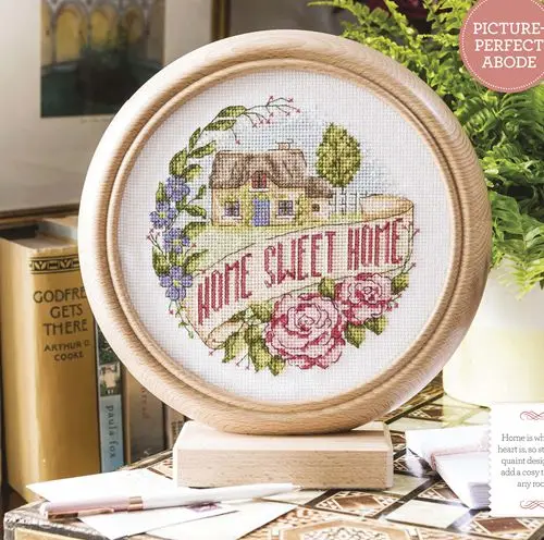 

The sweet home of the Rose House cross stitch kit DMC brand thread animal dog count canvas fabric embroidery handmade needlework