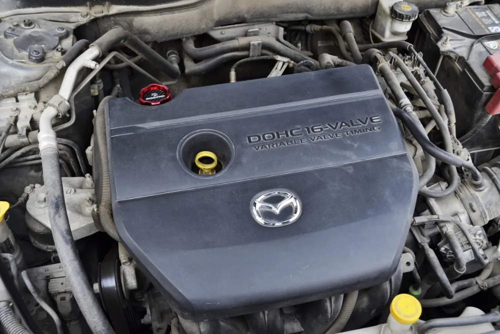 Углеродного волокна логотип красный Алюминий моторное масло Кепки для MAZDASPEED Mazda 2 3 Axela Mazda 6 Atenza Mazda 5 CX-5 CX-7 MX-5