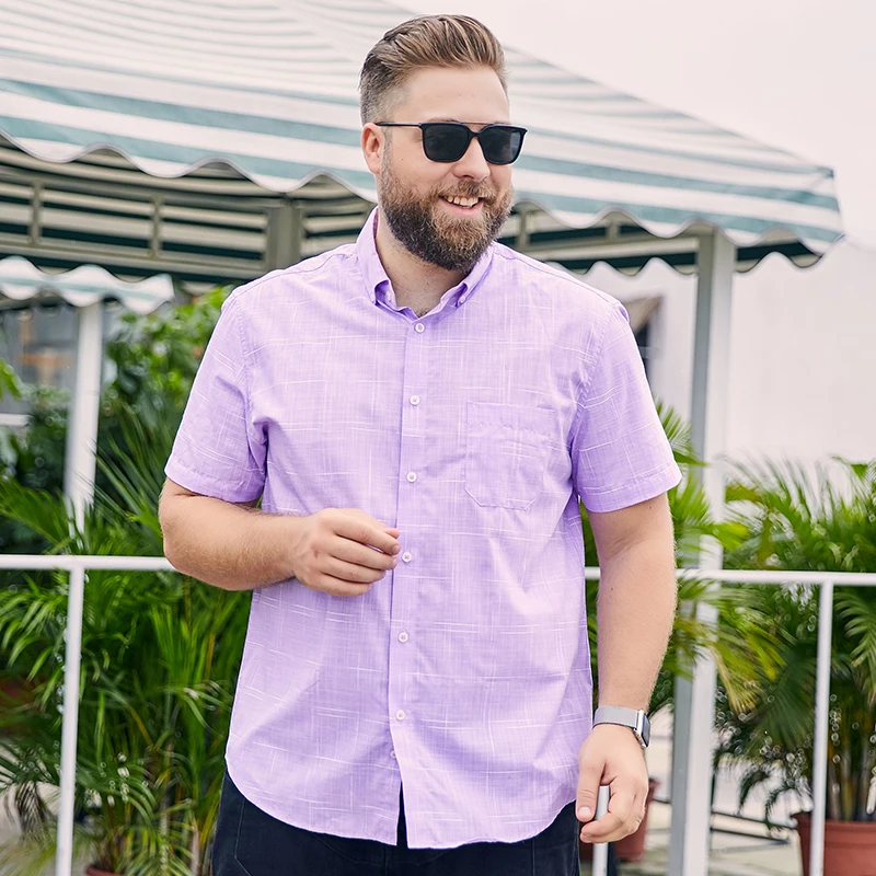 Толстяк размера плюс 5XL 6XL 7XL 8XL 100% из чистого хлопка плед Бизнес Повседневная