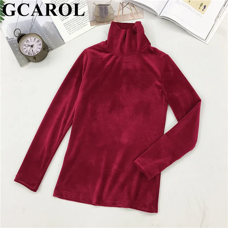 GCAROL New Arrival Fall Winter Women Pleuche Turtleneck Sweater Stretch High Quality Smooth Thick Pullover Basic Warm Jumper | Женская