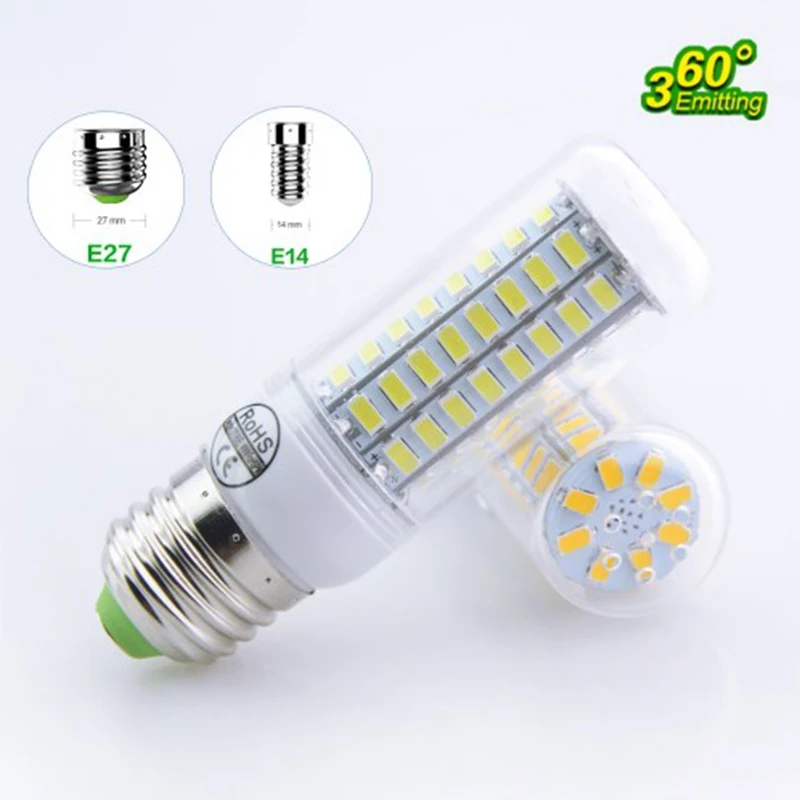 E27 светодиодный светильник E14 лампы SMD5730 220V кукурузы 24 36 48 56 69 72 s люстры в форме