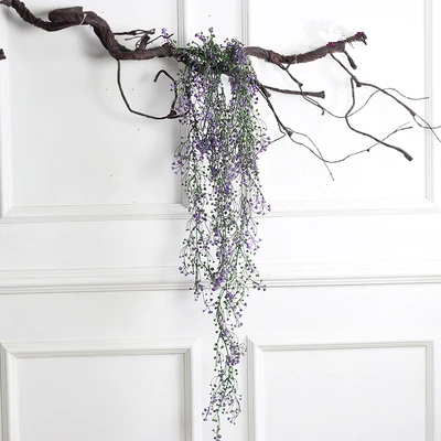 Artificial flower vine hanging orchid fake flower wall hanging living room home decoration garden plant wall plastic flowers - Цвет: dark purple