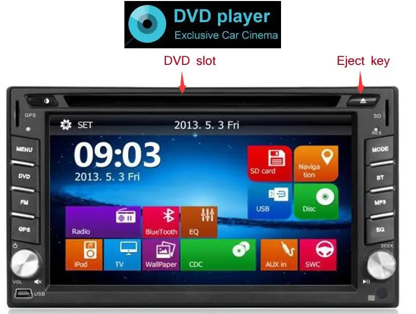 Универсальный 2 Din 6," сенсорный экран автомобиля стерео радио с CD MP4 MP3 видео плеер DVD gps навигация Bluetooth карта