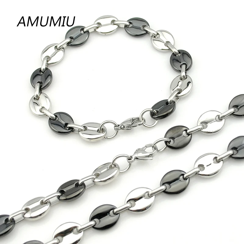Комплект из колье и браслета нержавеющей стали 316L с бусинами 11 мм|necklace bracelet