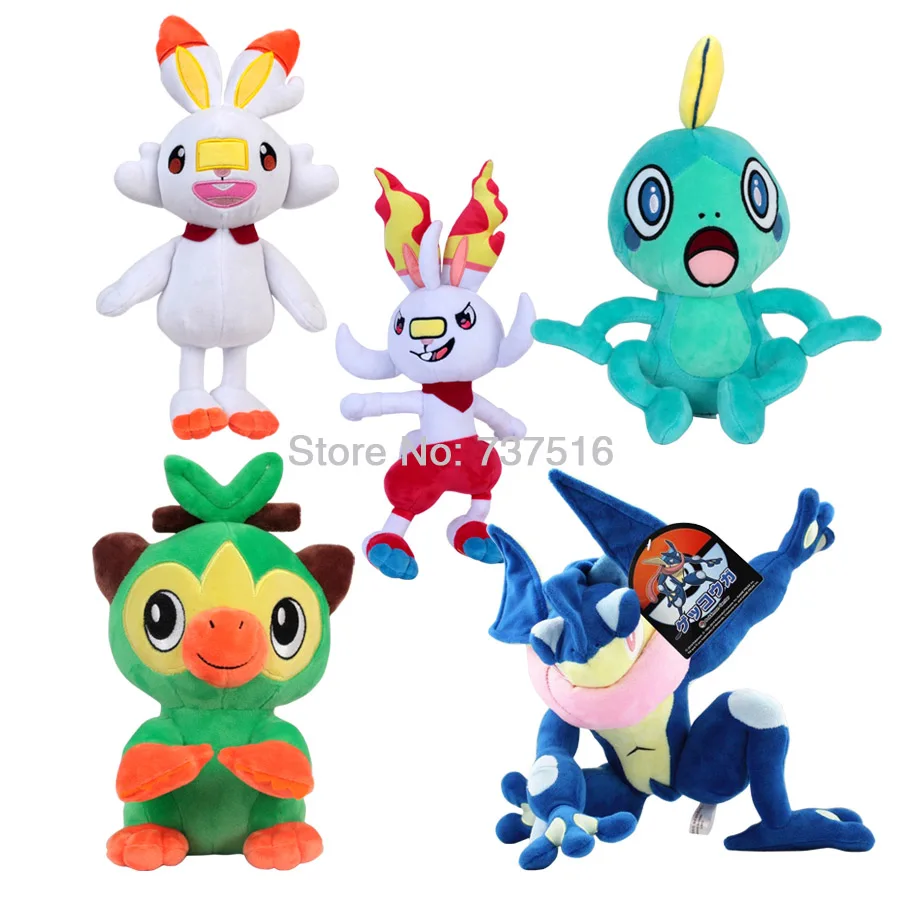Scorbunny Sobble Новое поступление Аниме Супер Evolution Scorbunny Sobble Greninja Gekoga Grookey плюшевые куклы, чучела животных игрушки подарок 9-17 дюймов - Цвет: Scorbunny Sobble