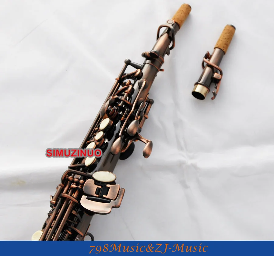 Профессиональный красный античный Сопрано саксофон Bb High F # Sax 2 шейный Новый