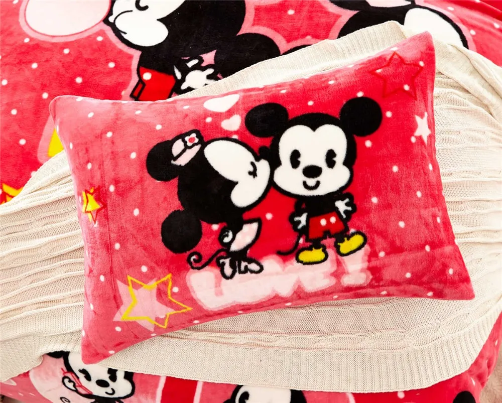 Фланелевый Комплект постельного белья с принтом Микки и Минни Маус двуспальный