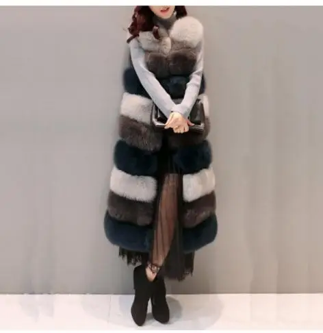 Женские длинные жилеты смешанных цветов на зиму и осень из искусственного