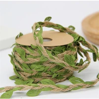 10mlot new arrival leaf natural hessian jute twine rope burlap ribbon diy craft vintage for home wedding party decoration