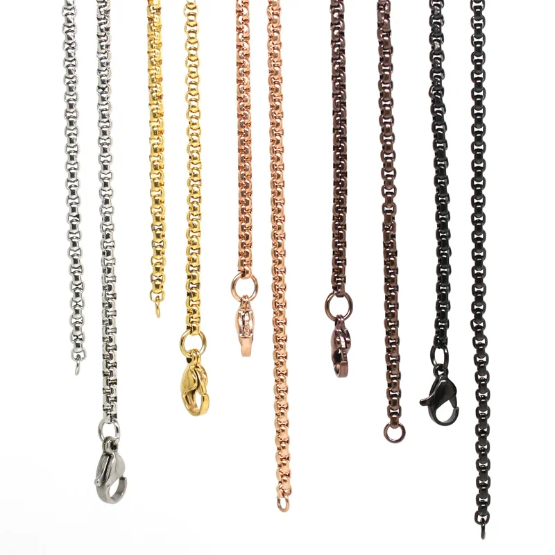 

Wholesale chains! 18'',20'',24'',28'',32'' square rolo chain Stainless steel floating locket chains 2.6mm width necklace chain