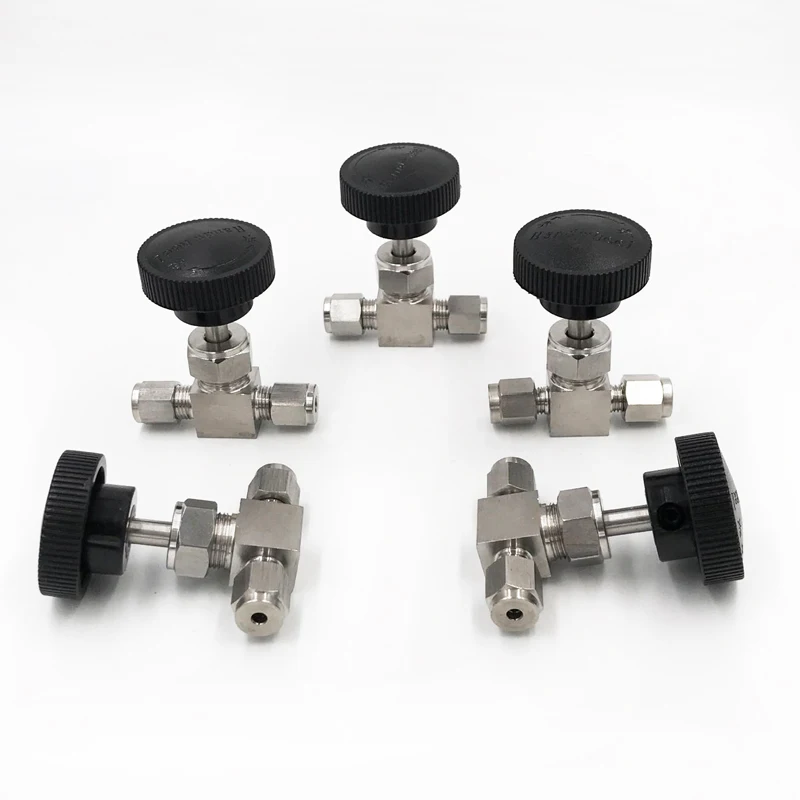

OD 3 4 6 8 10 12 mm Tube Adjustable Stainless steel Needle Valve Round Plastic Handle Fitting SS304 Straight Through Sleeve