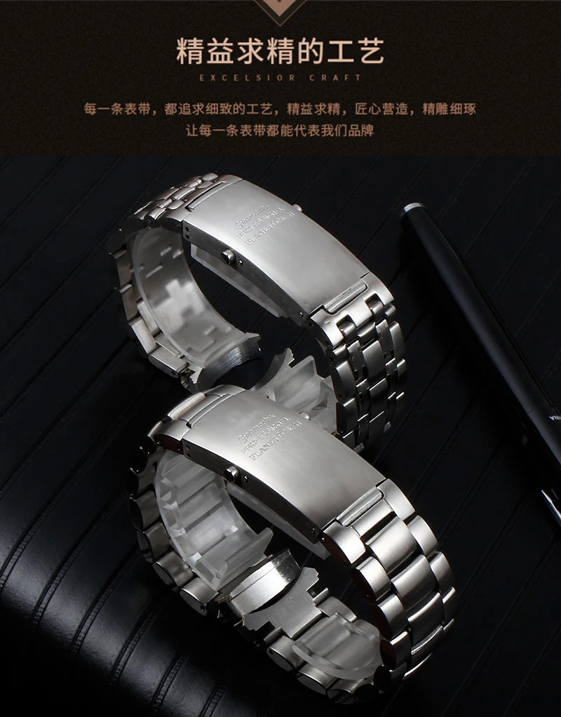 20 мм 22 мм серебро Нержавеющая сталь ремешок для часов для мужчин Seamaster 300 ремешок для часов брендовый браслет ремешок для часов Складная пряжка