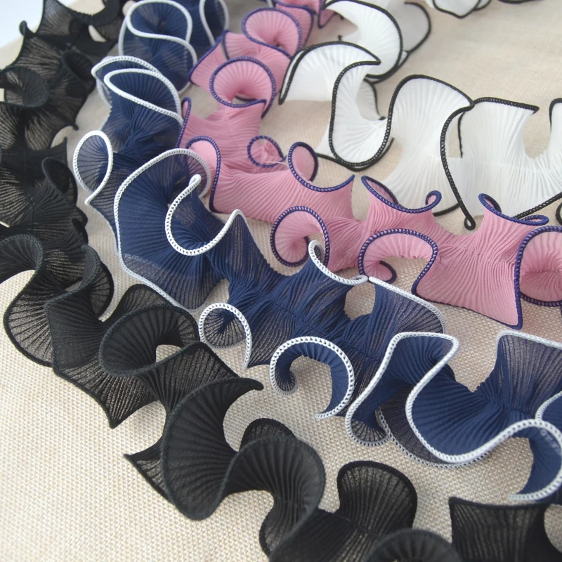 Шифоновая плиссированная кружевная отделка с грибком манжета для одежды