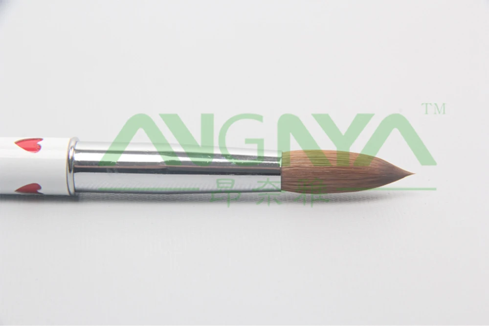 ANGNYA 1 шт. колонковая акриловая кисть для ногтей № 18# с круглой головкой УФ Гель-лак для ногтей, металлическая щетка ручной Красное сердце Хрустальное акриловое салон