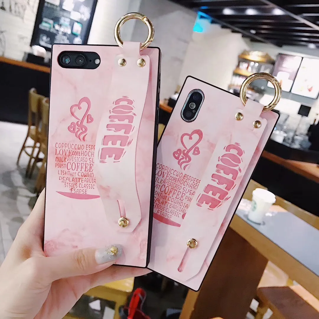 Hxairt розовый браслет love квадратный чехол для iPhone X 8 7 6 s плюс ТПУ Силиконовая задняя