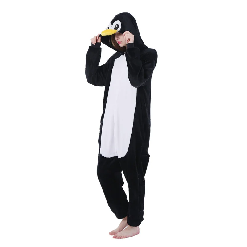 Черный Пингвин Onesie Пижама Kigurumi животное Косплей Костюм Хэллоуин семья пижамы для женщин