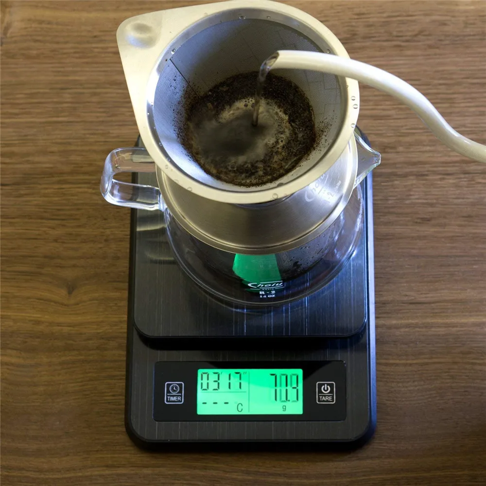 

2KG Mini LCD Digital Electronic Drip Coffee weight Household Scale with Timer 0.1g Timer terazi with Temperature Probe