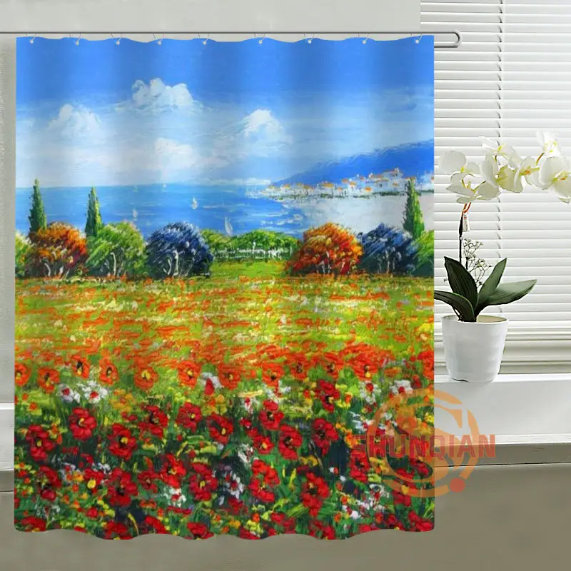 Пользовательская занавеска для душа красочная абстрактная фототкань