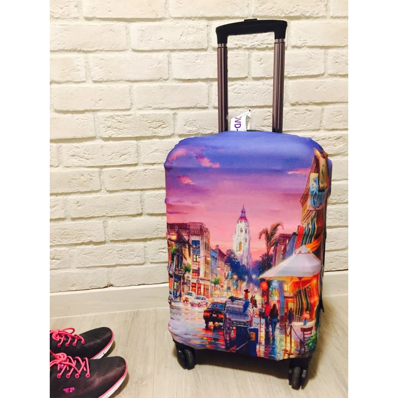 

INSTANTARTS Thick Elastic Luggage Protective Covers For 18-30 Inch Travel Case Suitcase Landscape Street Waterproof Dust Cover
