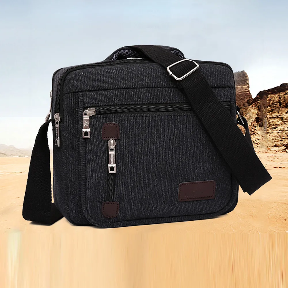 Men Bag Vintage Business Messenger Bags Solid Color Canvas Shoulder Crossbody Bag Male Handbag Bolsa Masculina Sacoche#YL5