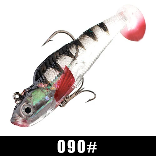FISH KING 1 шт. 80 мм/9 г 100 мм/21,5 г мягкие приманки джиг воблеры Силиконовые Рыболовные Приманки с тройным крючком свинцовая головка Bass Shad pike Zander - Цвет: 090