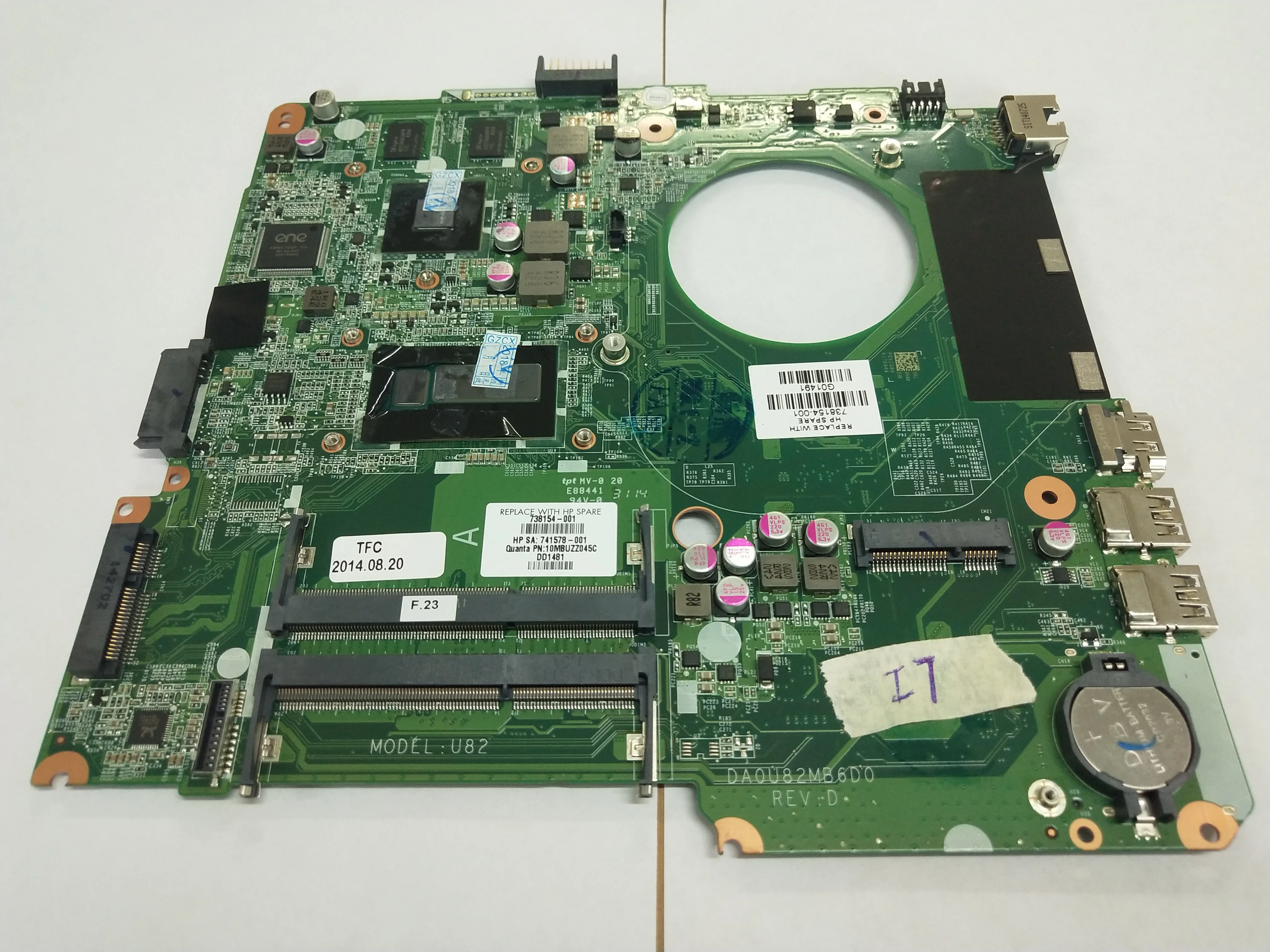 Материнская плата ноутбука для hp 14-N 14 дюймов I7-4500U N14P-GV2-S-A1 ПК материнская плата DA0U82MB6D0 полный tesed DDR3