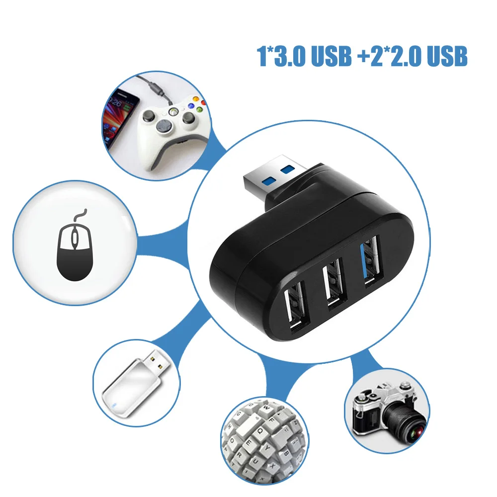 3-портовый usb-хаб 2 0 + 3 USB высокоскоростной разветвитель Вращающийся адаптер