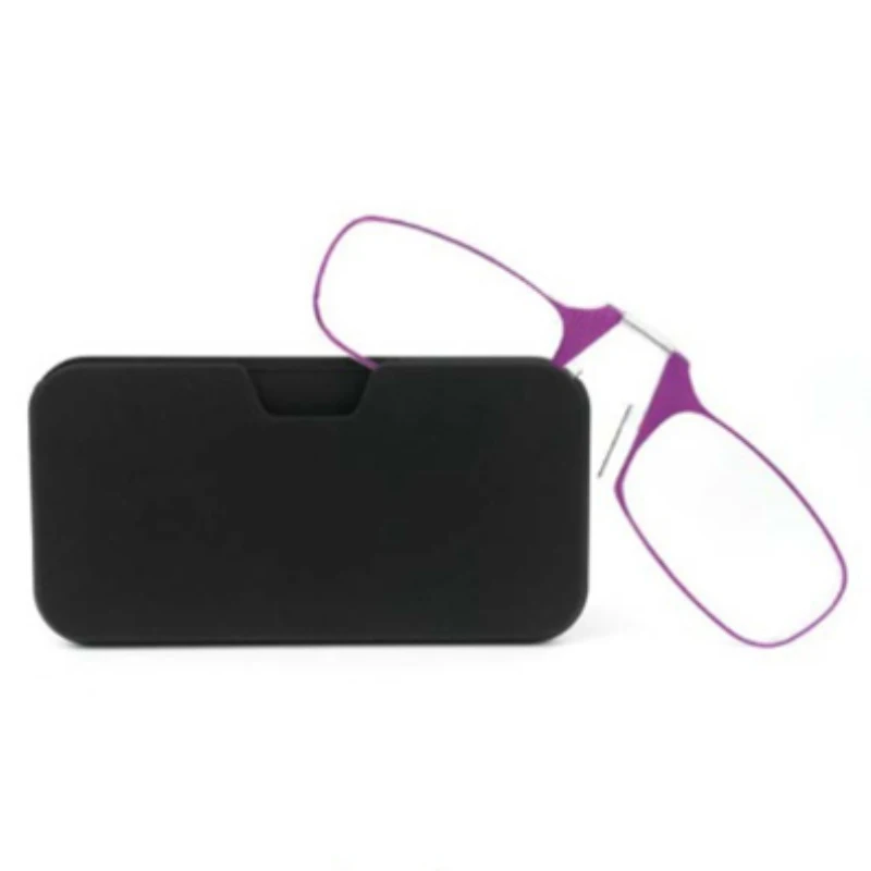 Purple SWECINE клип нос мини очки для чтения для женщин оптические очки для мужчин с коробкой бумажник рецепт очки - Цвет оправы: Purple