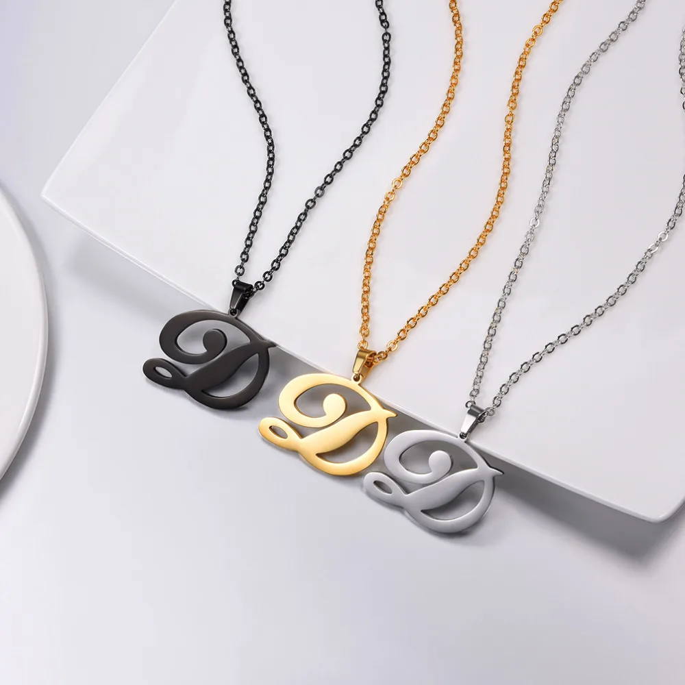 Pro Сталь золото Цвет письмо Цепочки и ожерелья первоначальное название D подвеска