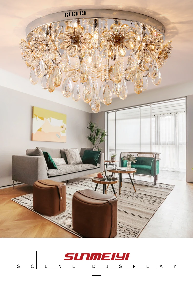 Postmodern Crystal Ceiling Lights For Home Flower Crystals Bedroom Lights decor Nordic Lamps For Living room Hall Dining room