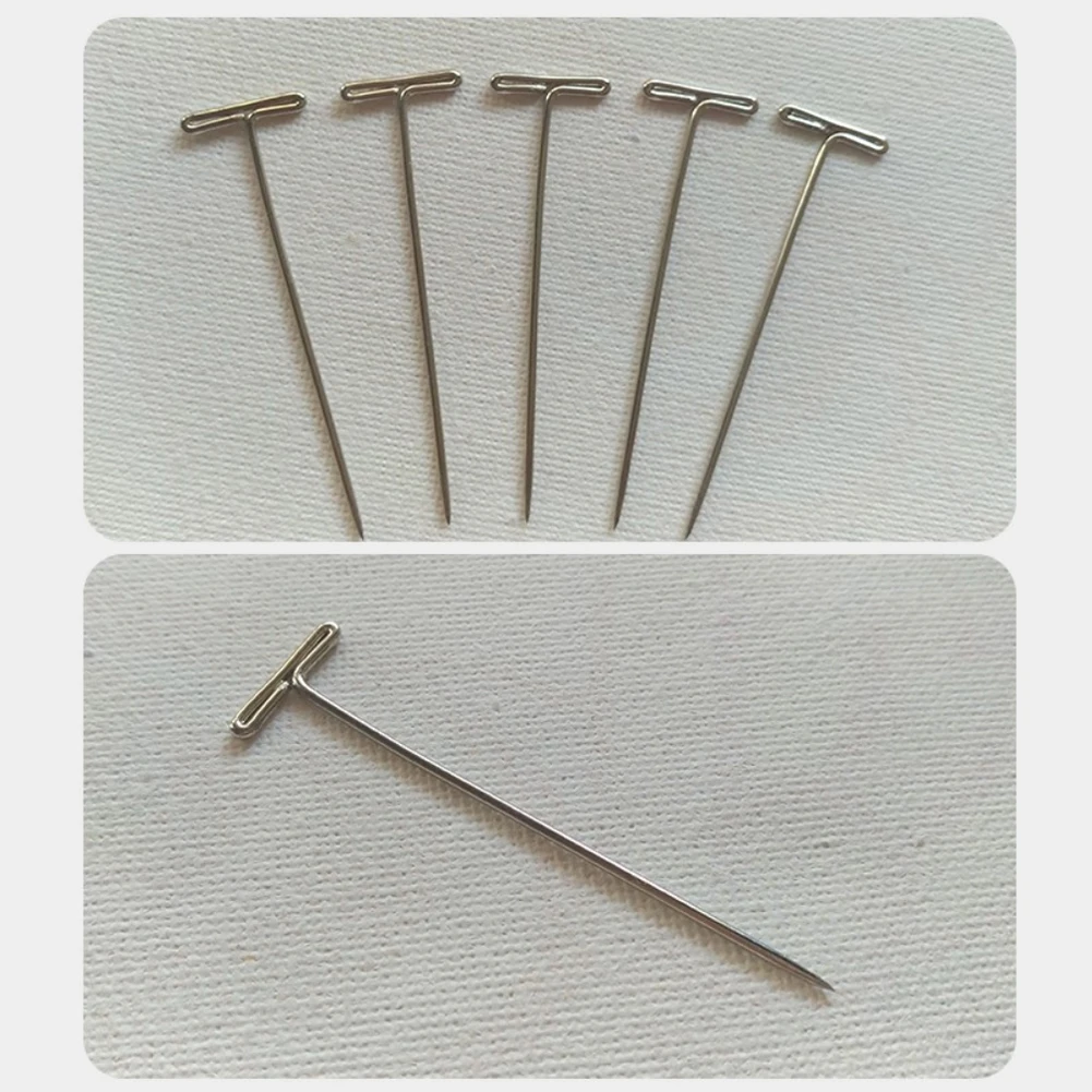 100 шт. 38 мм волос серебро с коробкой ремесло моделирование макраме Металл DIY T Pin Искусственные парики Вышивание
