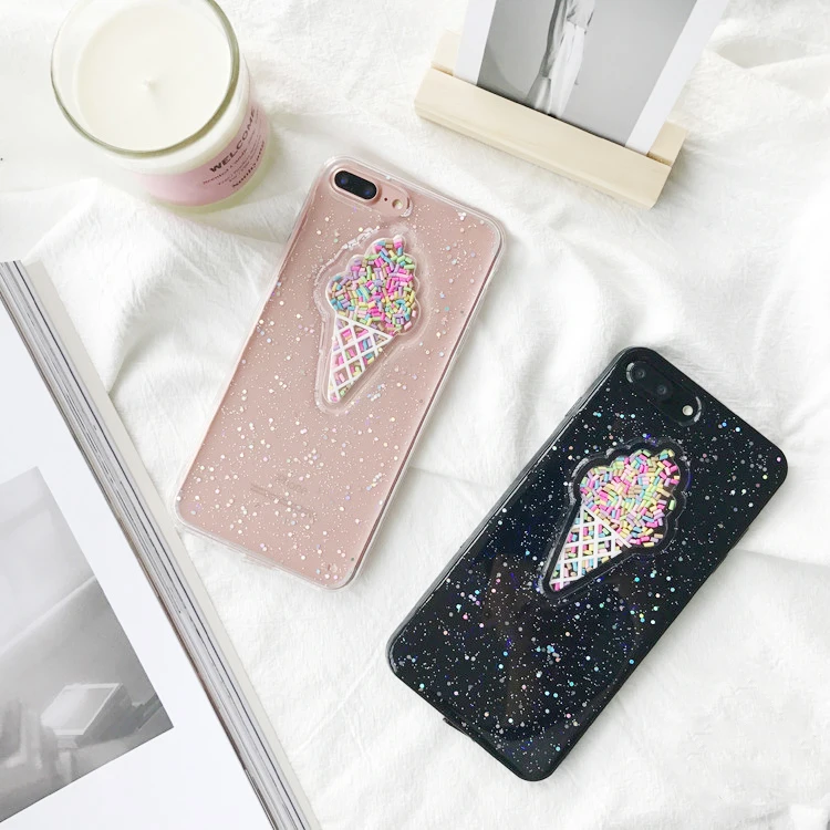 [From Jenny] Clear Transparent Ice Cream Phone Case for iPhone 7 7plus 6 6s Plus Soft Cover girls Fundas |