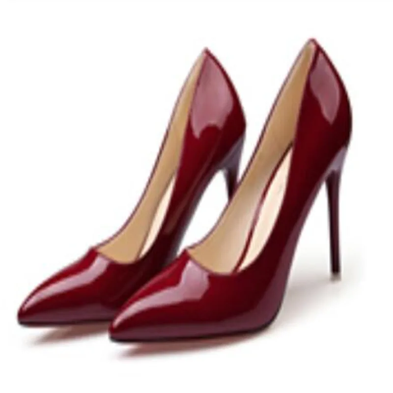 2019 Hot Women Shoes Pointed Toe Pumps Patent Leather Dress High Heels Boat Wedding Zapatos Mujer Blue Wine Red Lady | Обувь