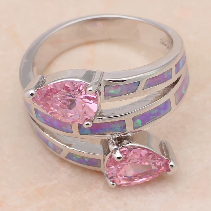 Красивые розовые капли воды Кристалл Модные украшения Розовый огненный опал