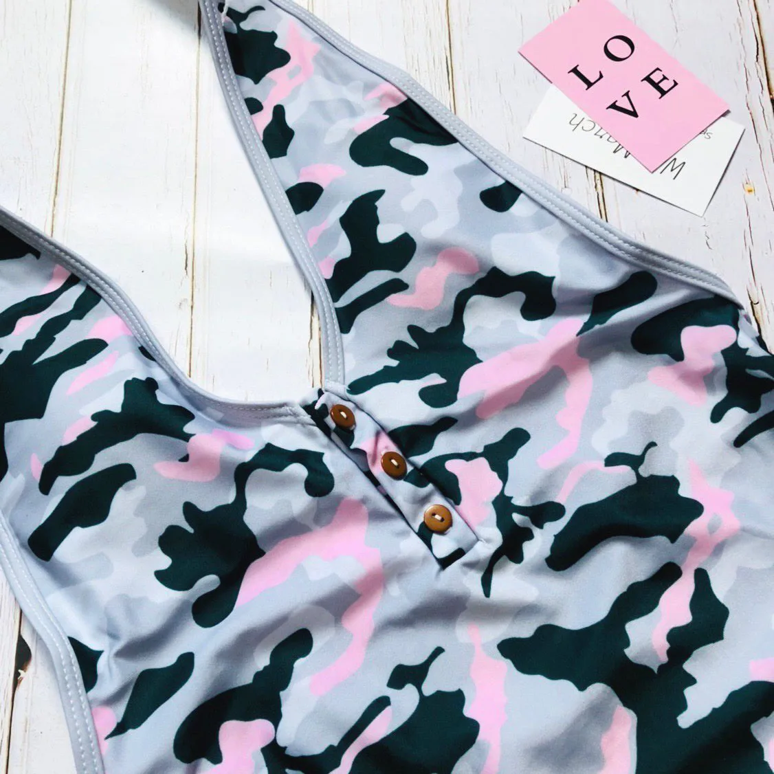 2019 женский Камуфляжный купальник на бретельках с открытой спиной летний