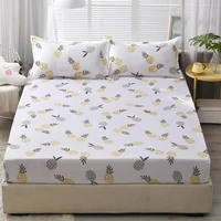bed fitted sheet with 2 pillowcase pineapple printed single queen king size bedsheet mattress protector cover bottom sheet sets