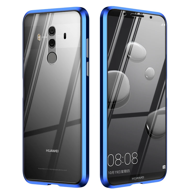 

Metal Magnetic Front Back tempered Glass Case For Huawei Mate 10 Pro / Mate 10 Lite Cases Flip cover Bumper Metal Frame Coque