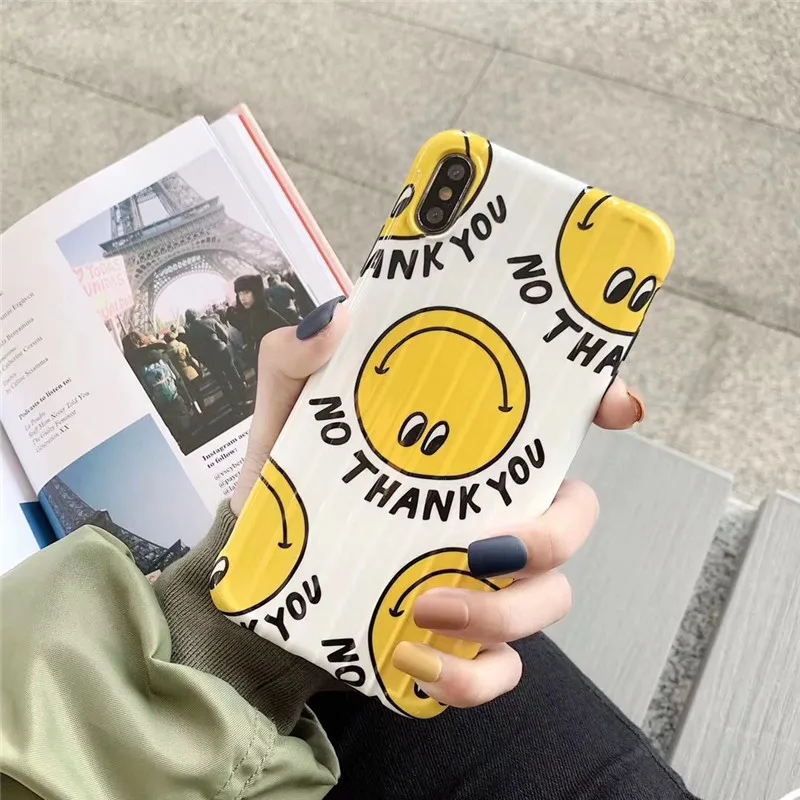 Surface luggage smiley phone case For iphone XS MAX XR X luxury TPU soft shell glossy 6 6s 7 8plus back cover |
