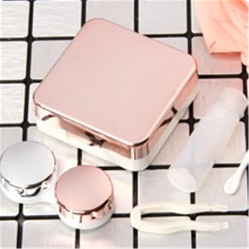 rose gold 1 шт. корпус контактных линз с зеркалом женские цветные контактные линзы коробка глаза контейнер для контактных линз прекрасный Дорожный комплект коробка - Цвет: rose gold
