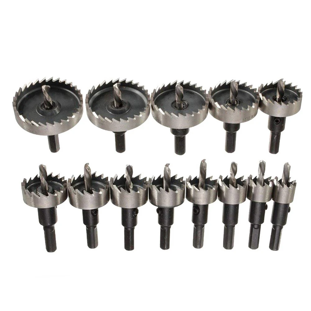 13Pcs Drill Bit Hole Saw Set High Speed Steel Tip Tooth Cutter Bits Kit Drilling Tools 16mm - 53mm Dia | Инструменты