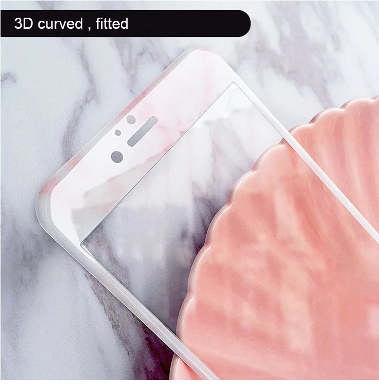 Крутая мраморная защита для экрана из закаленного стекла для iPhone 8, 8 Plus, 6, 6 S, 6 Plus, 7, 7 Plus, полное покрытие, 3D изогнутая декоративная пленка