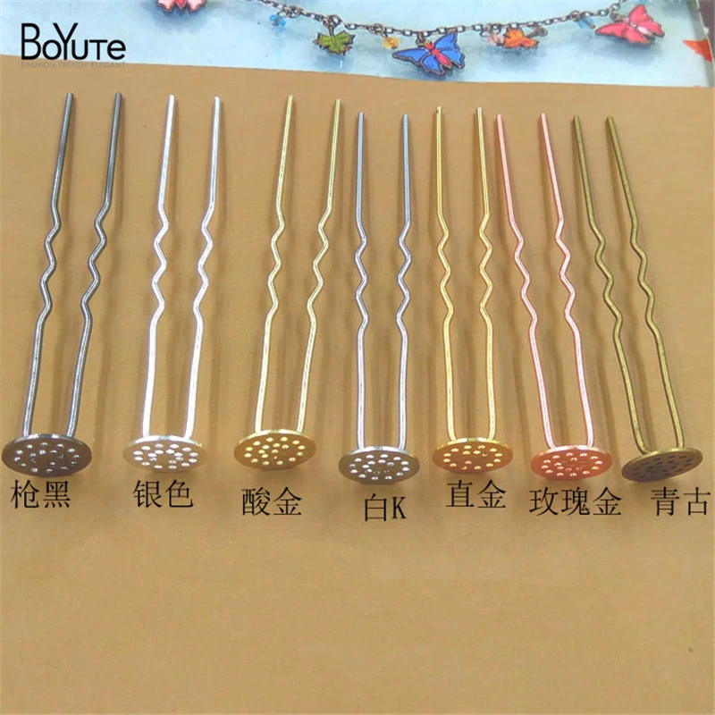 BoYuTe 20 штук 12 мм кабошон основа металлическая палочка для волос Оптовая Продажа Diy