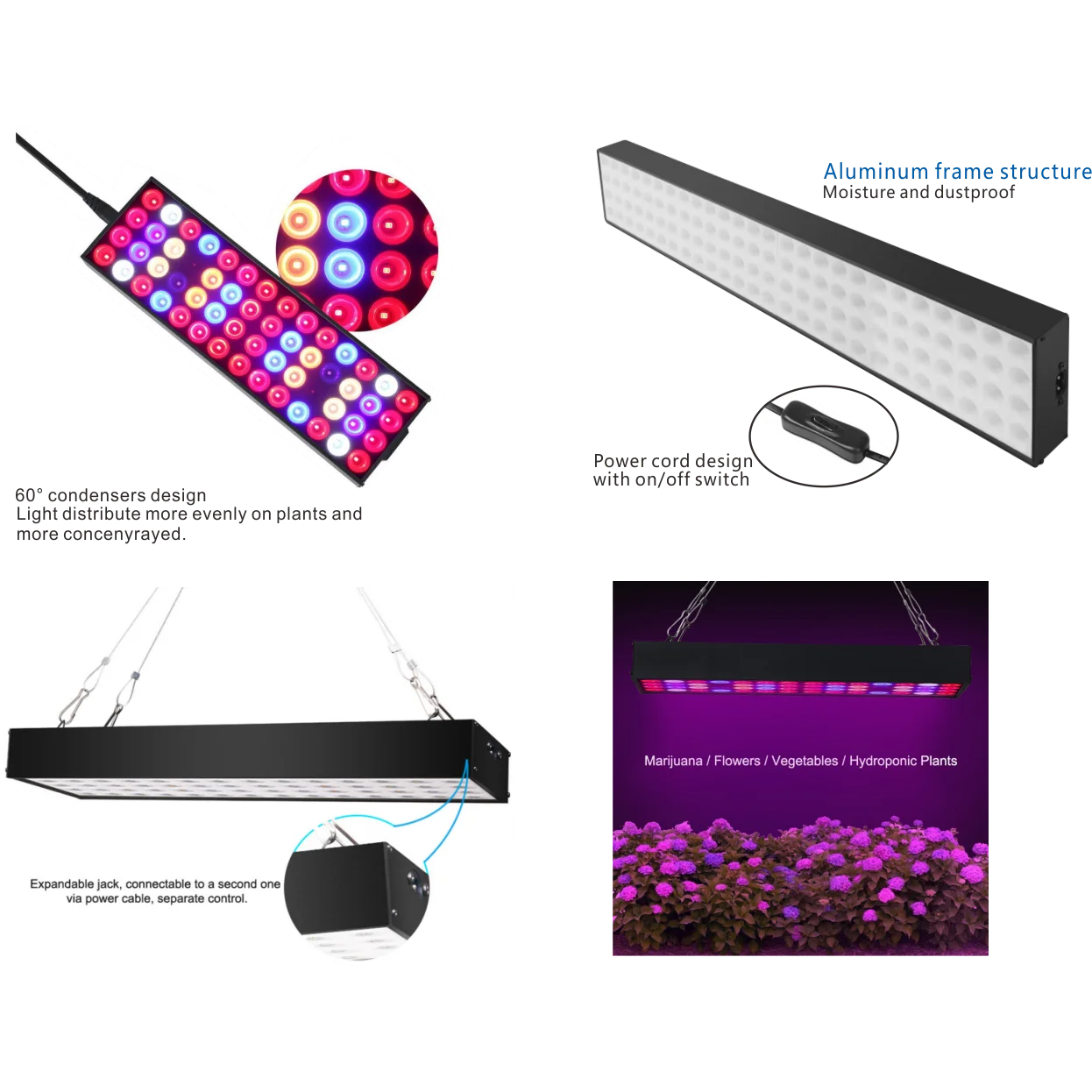 Светодиодсветильник панель полного спектра для выращивания растений УФ ИК 100 Вт