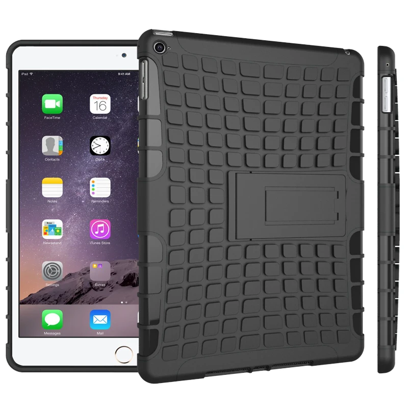 BLACK TPU+ PC роскошный армированный нескользящий защитный чехол для планшета для iPad 9,7 A1822 A1823 A1893 A1954 9,7" - Цвет: BLACK