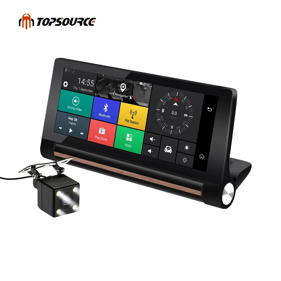 TOPSOURCE 2017 3G Автомобильный gps навигатор двойная камера Bluetooth Android GPS автомобильный с