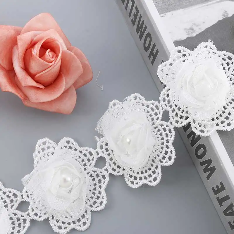Best selling flower embroidery lace fabric trim ribbon DIY sewing garment handmade material accessories curtain decoration | Дом и сад