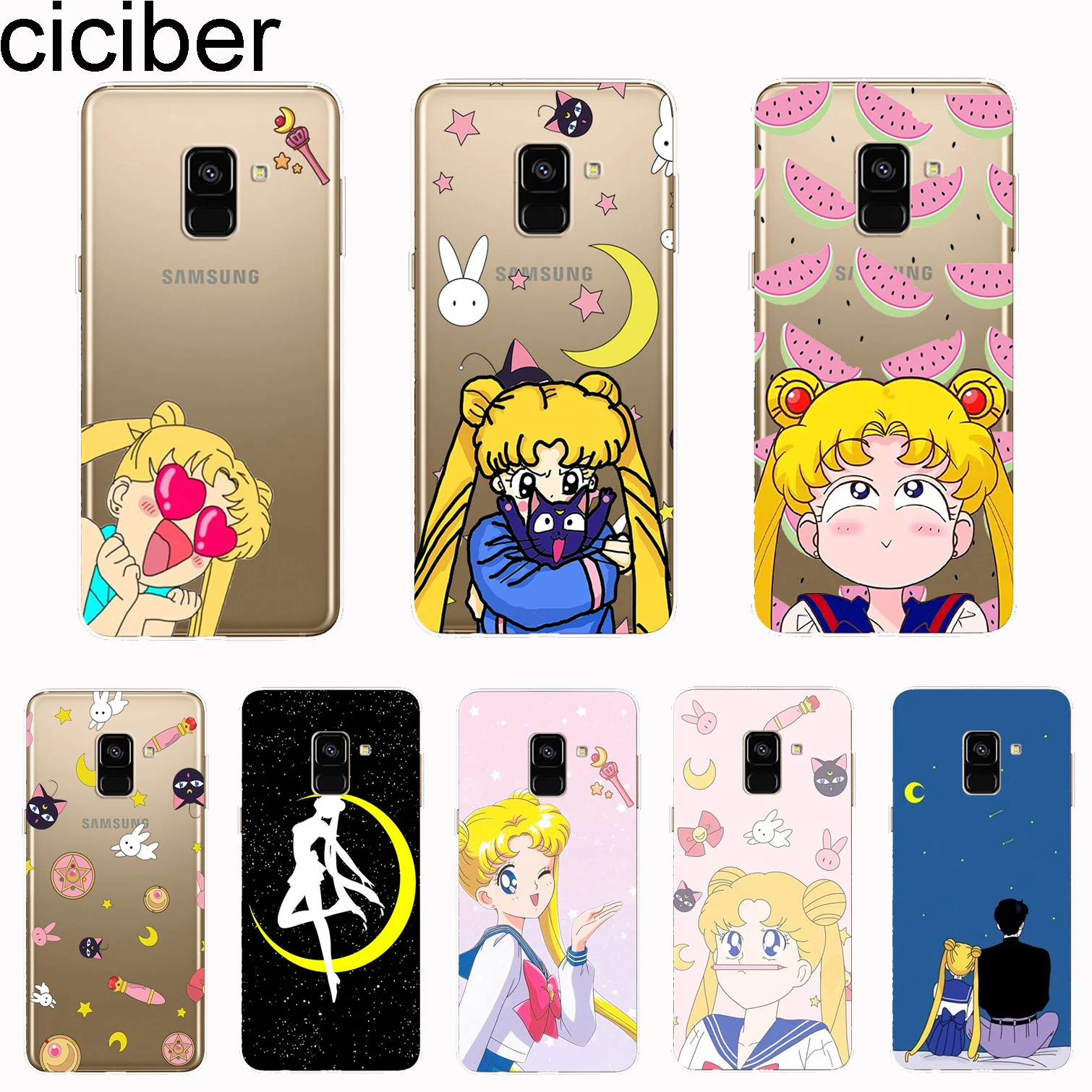 ciciber Cover For Samsung Galaxy A8 A7 A5 A6 A9 A3 2018 2017 2016 A6S Plus Star Phone Cases Soft TPU Anime Girl Sailor Moon Capa |