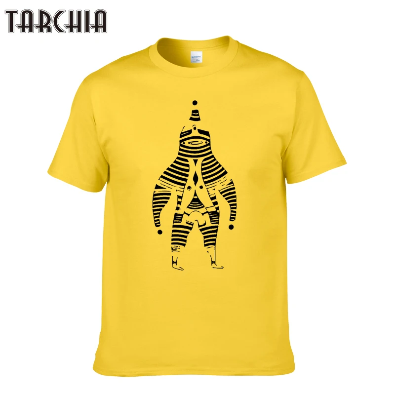 

Футболка TARCHIA с коротким рукавом для мужчин, дизайнерская приталенная тенниска с круглым вырезом, Забавный принт, повседневная майка
