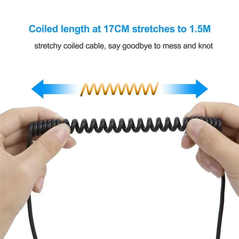 Спиральный USB C to Cable кабель Type совместимый с MacBook (Pro) длина растяжения 5 футов