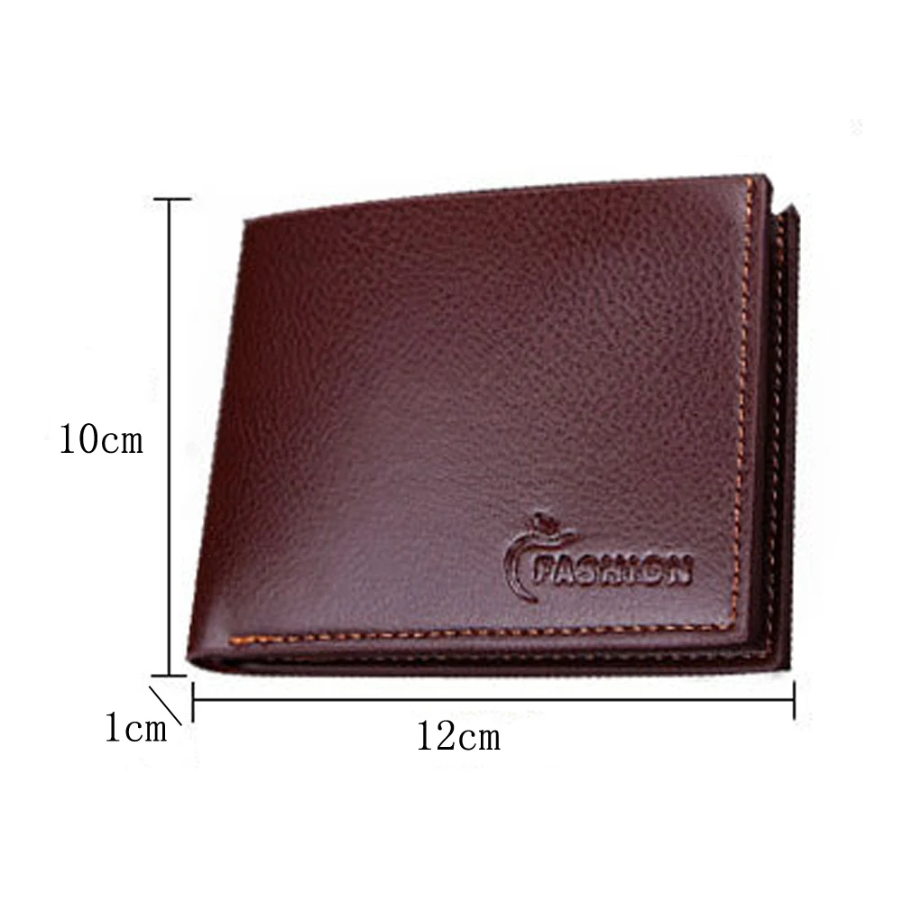Мужской кошелек двойного сложения из искусственной кожи короткий держатель для